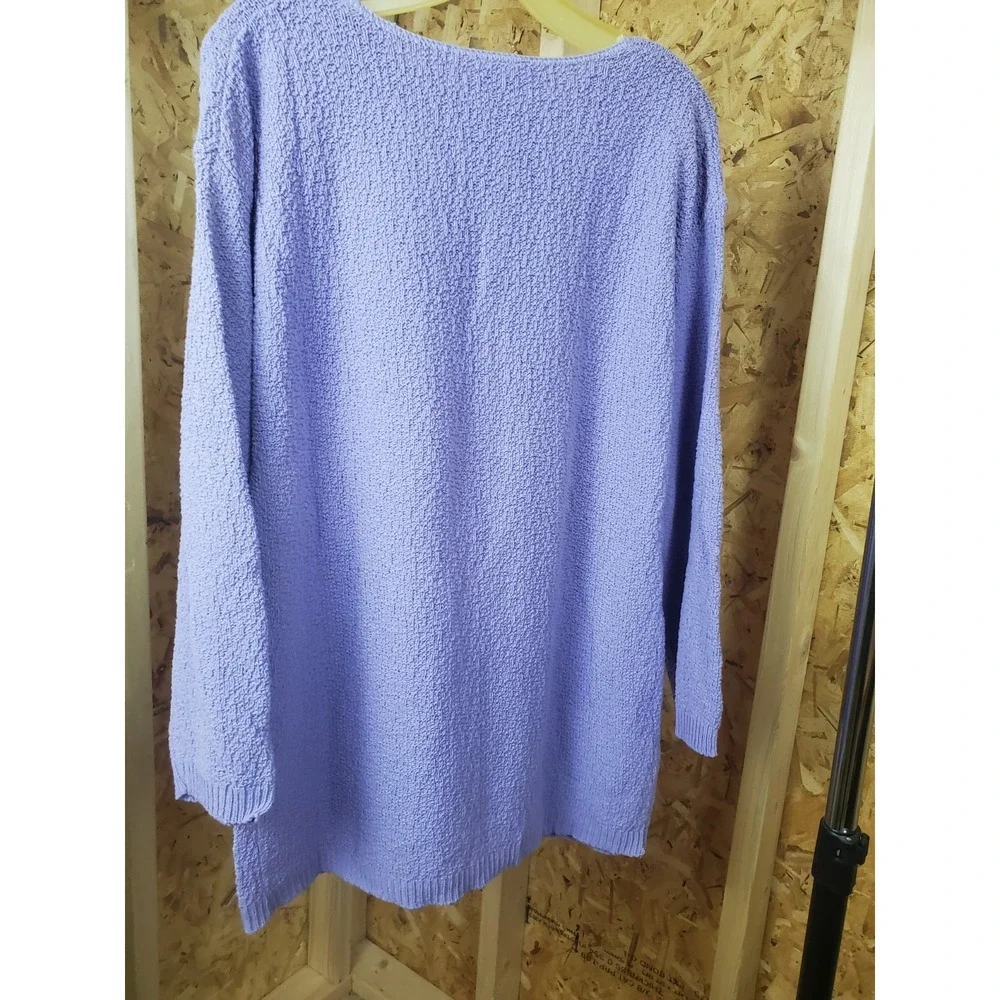 Size L By Basic Editions Woman's Long Sleeve Sweater Purple Knit
